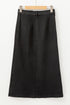 High Waist Button Fly Side Split Denim Midi Skirt