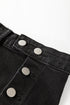 High Waist Button Fly Side Split Denim Midi Skirt