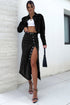 High Waist Button Fly Side Split Denim Midi Skirt