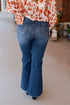 High Waist Distressed Cutout Flare Leg Denim Jeans