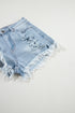 High Waist Distressed Ripped Raw Hem Patchwork Denim Shorts