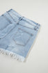 High Waist Distressed Ripped Raw Hem Patchwork Denim Shorts