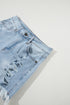 High Waist Distressed Ripped Raw Hem Patchwork Denim Shorts