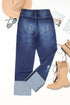 High Waist Distressed Straight Leg Denim Jeans