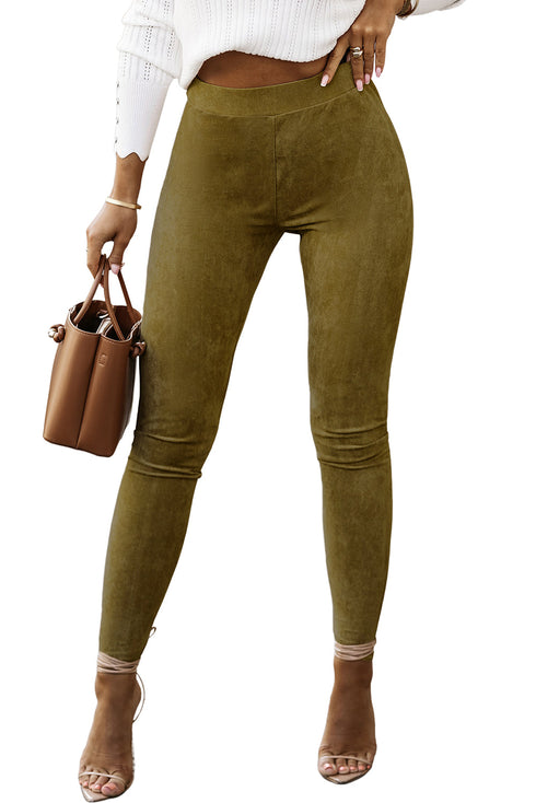 High Waist Faux Suede Skinny Leggings