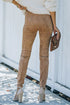 High Waist Faux Suede Skinny Leggings