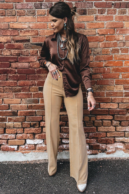 High Waist Full Length Regular Fit Pants