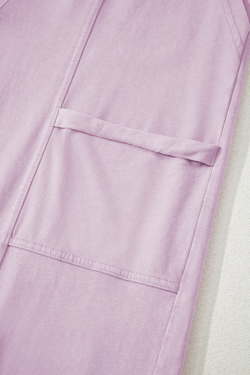 High Waist Mineral Wash Exposed Seam Drawstring Wide Leg Pants