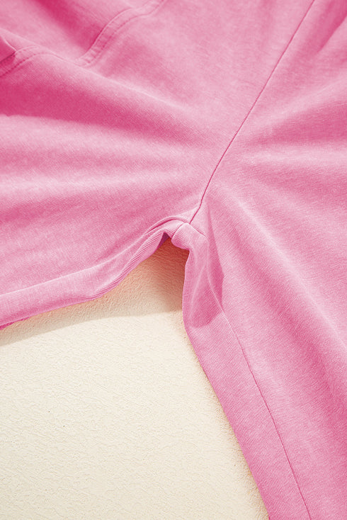 High Waist Mineral Wash Exposed Seam Drawstring Wide Leg Pants