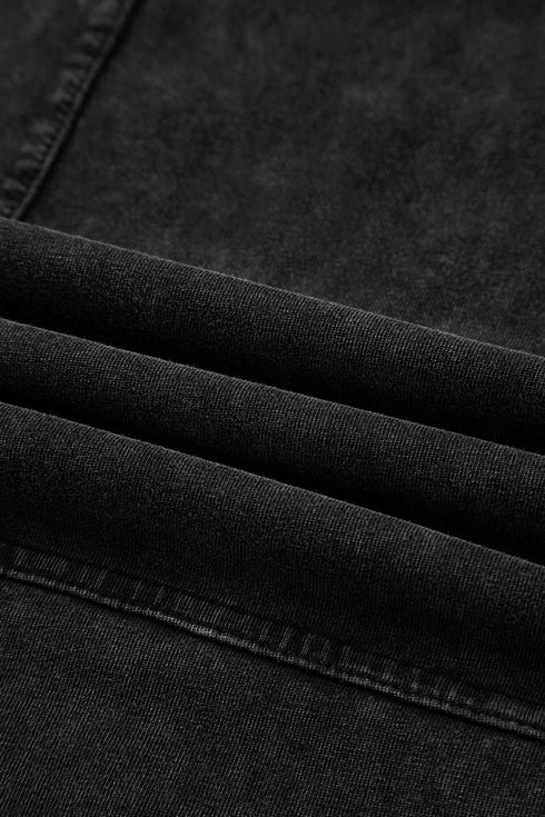 High Waist Mineral Wash Exposed Seam Drawstring Wide Leg Pants