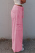 High Waist Mineral Wash Exposed Seam Drawstring Wide Leg Pants