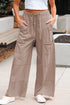 High Waist Mineral Wash Exposed Seam Drawstring Wide Leg Pants