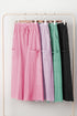 High Waist Mineral Wash Exposed Seam Drawstring Wide Leg Pants