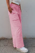 High Waist Mineral Wash Exposed Seam Drawstring Wide Leg Pants
