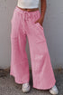 High Waist Mineral Wash Exposed Seam Drawstring Wide Leg Pants