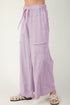 High Waist Mineral Wash Exposed Seam Drawstring Wide Leg Pants