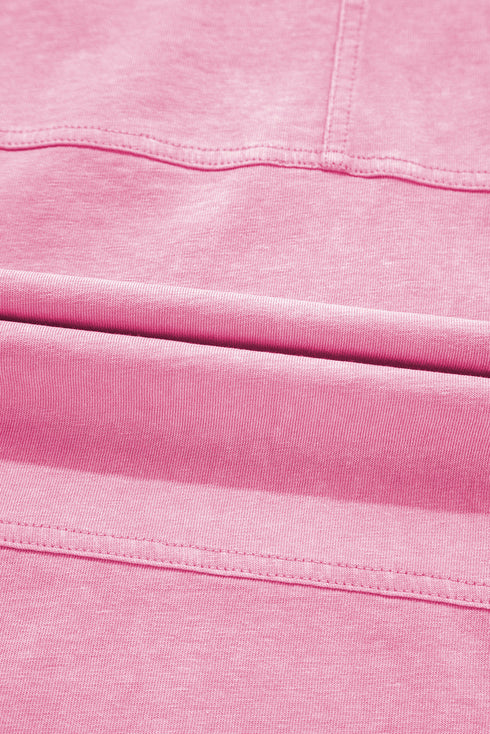 High Waist Mineral Wash Exposed Seam Drawstring Wide Leg Pants