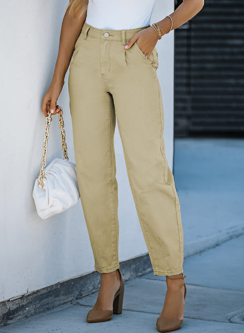 High Waist Modern Minimalist Stretch Casual Pants