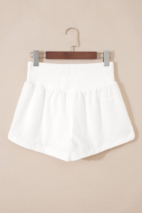 High Waist Ribbed Patchwork Active Casual Shorts