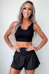 High Waist Ribbed Patchwork Active Casual Shorts