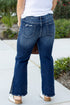 High Waist Side Slit Flare Casual Denim Bottoms