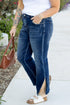 High Waist Side Slit Flare Casual Denim Bottoms