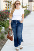 High Waist Side Slit Flare Casual Denim Bottoms