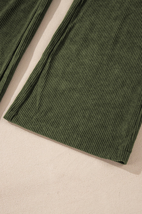 High Waist Square Pocket Western Corduroy Pants