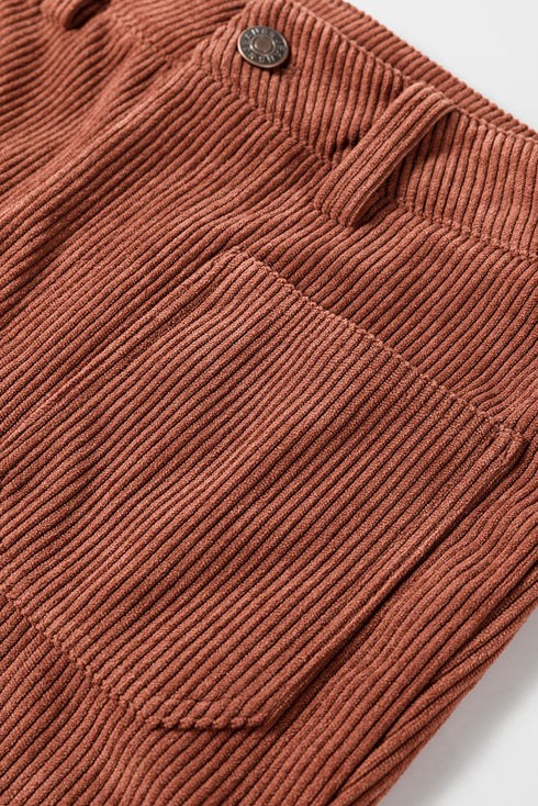 High Waist Square Pocket Western Corduroy Pants