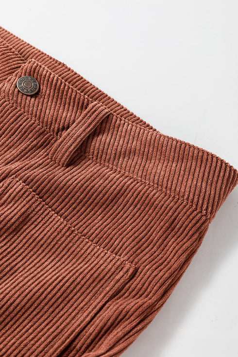High Waist Square Pocket Western Corduroy Pants