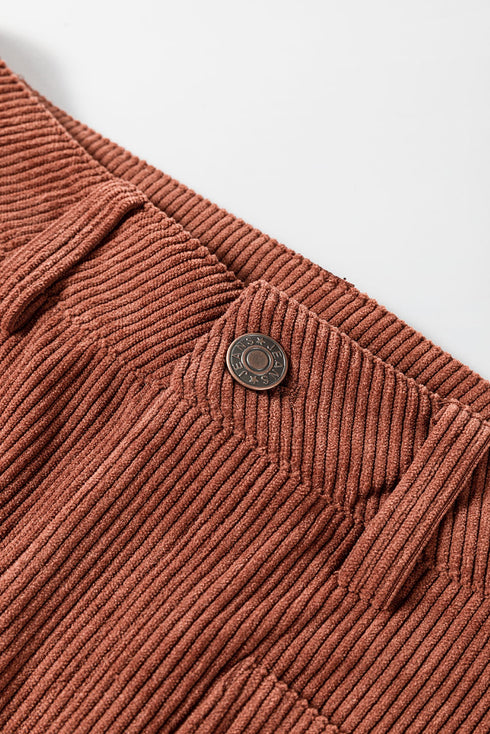 High Waist Square Pocket Western Corduroy Pants