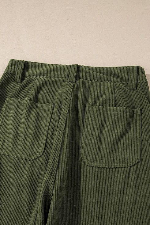 High Waist Square Pocket Western Corduroy Pants