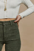 High Waist Square Pockets Corduroy Pants