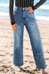 High Waist Star Applique Cropped Wide Leg Jeans