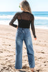 High Waist Star Applique Cropped Wide Leg Jeans