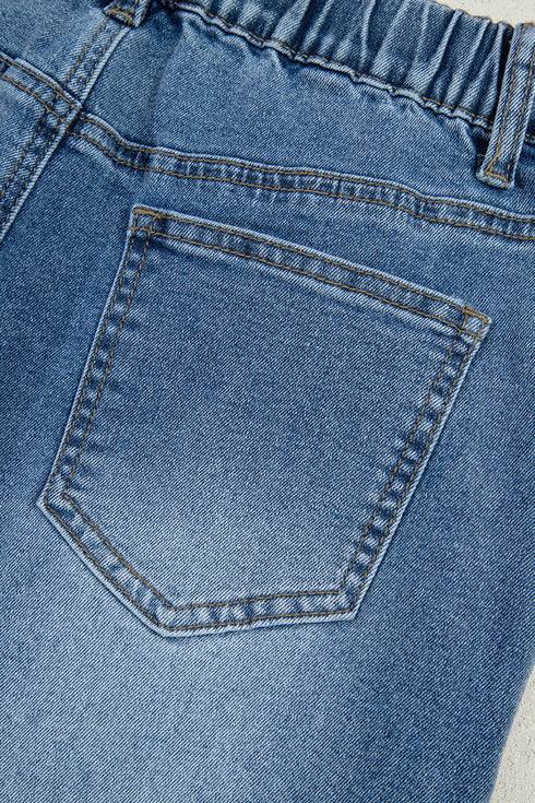 High Waist Star Applique Cropped Wide Leg Jeans
