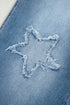 High Waist Star Applique Cropped Wide Leg Jeans