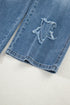 High Waist Star Applique Cropped Wide Leg Jeans