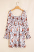 High Waist Sweetheart Neck Long Sleeve Floral Dress