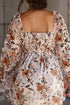 High Waist Sweetheart Neck Long Sleeve Floral Dress