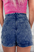 High Waist Twisted Denim Skort with USA Flag Bow Patch