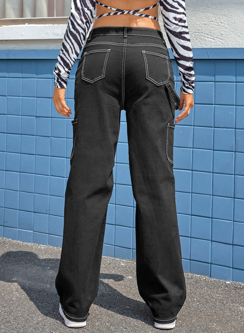 High Waist Wide Leg Cargo Pants with Utility Pockets