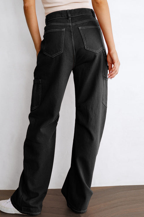 High Waist Wide Leg Cargo Pants with Utility Pockets