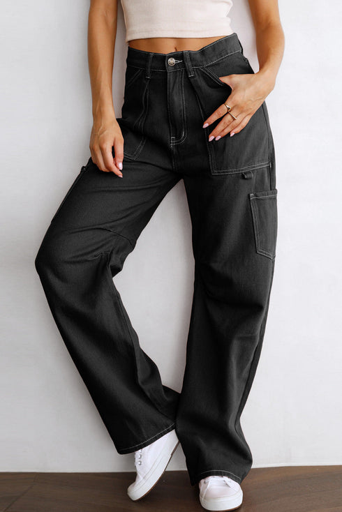 High Waist Wide Leg Cargo Pants with Utility Pockets