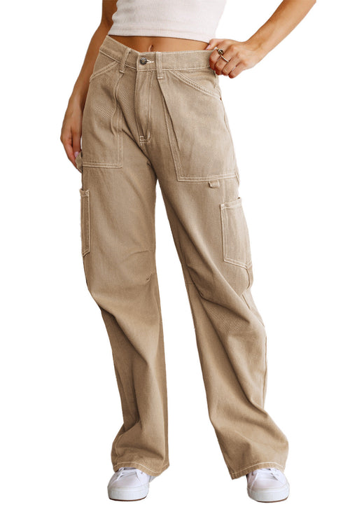 High Waist Wide Leg Cargo Pants with Utility Pockets