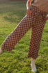 High Waist Wide Leg Checkered Pull On Casual Pants