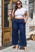 High Waist Wide Leg Drawstring Denim Bottoms