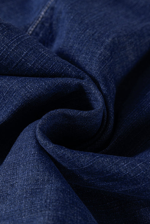 High Waist Wide Leg Drawstring Denim Bottoms