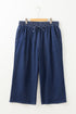 High Waist Wide Leg Drawstring Denim Bottoms