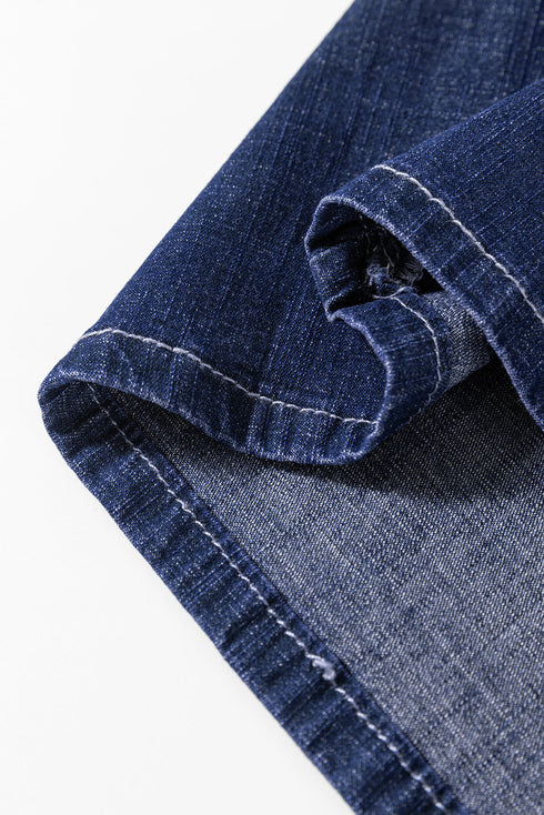 High Waist Wide Leg Drawstring Denim Bottoms